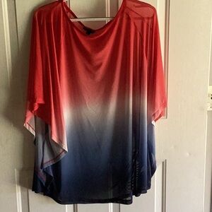 Red and Blue Ombre Women's Top
